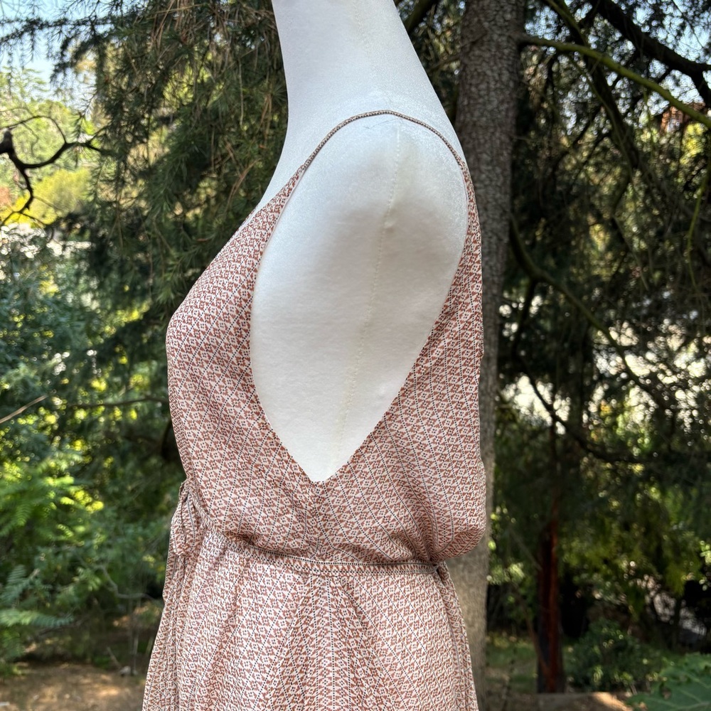 RODEBJER Tan & Black Silk Drapey Sleeveless Dress - Picture 9 of 10